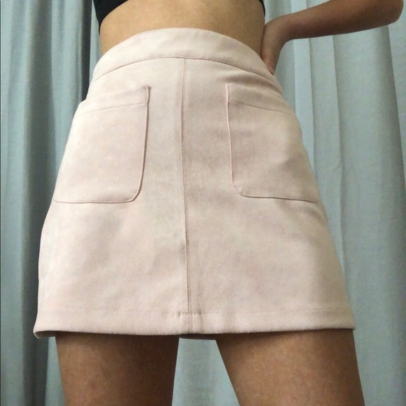 LF house of three pink suede mini skirt - Picture 2 of 3